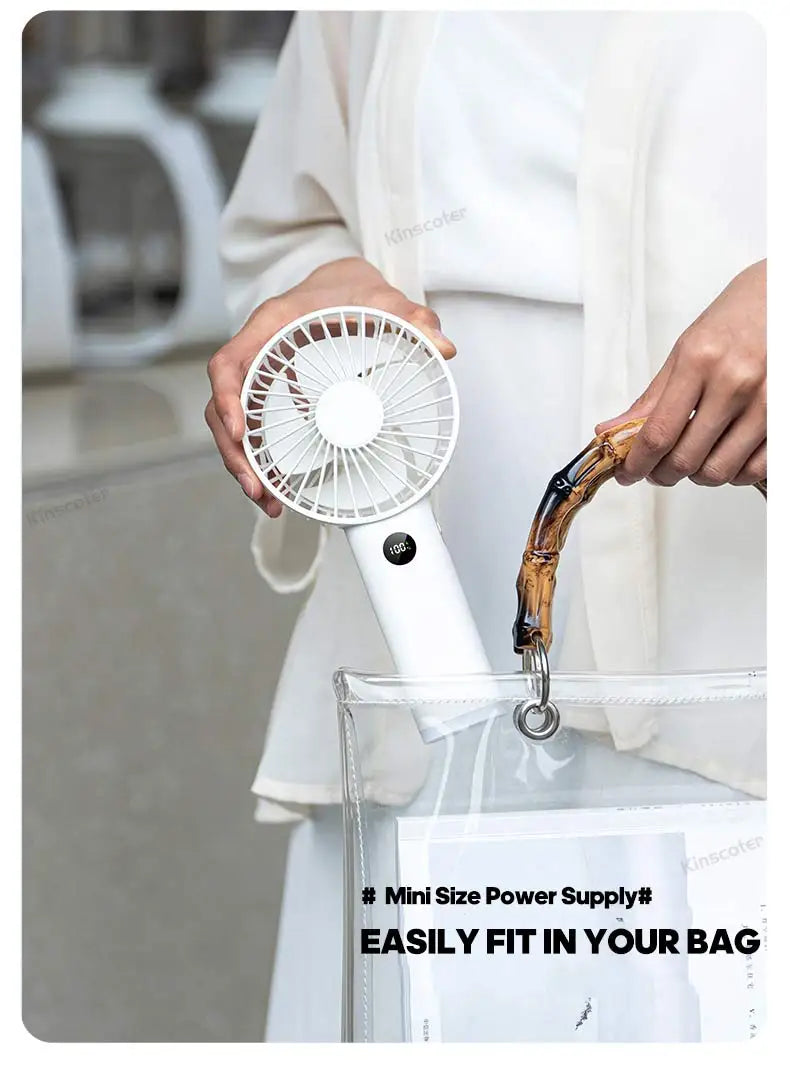 Portable Handheld USB Fan – Rechargeable Stepless Speed Desktop Cooling Fan