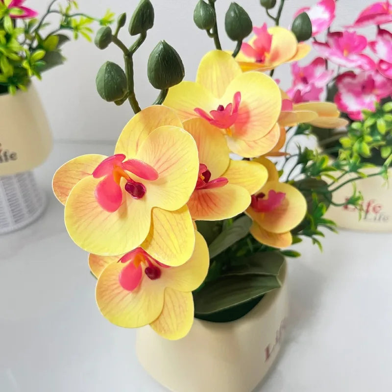 Faux Butterfly Orchid Potted Plant – Elegant Floral Decor for Home Office