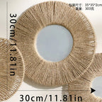Round Hemp Rope Wall Mirror – Farmhouse Boho Decor for Bedroom and Bathroom