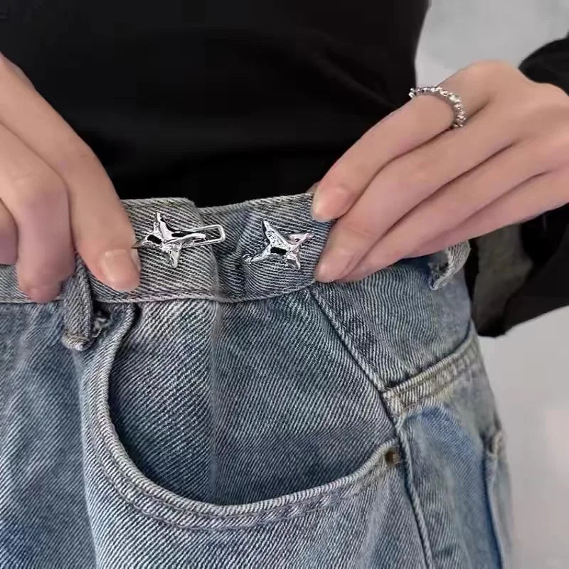 Adjustable Star Waist Buckle – Metal Jean Tightening Tool for Fashion