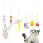 Hanging Door Cat Teaser Toy – Elastic Feather Wand for Boredom Relief