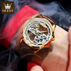 Automatic Skeleton Mechanical Watch – Leather Strap for Luxury Mens Formal Wear
