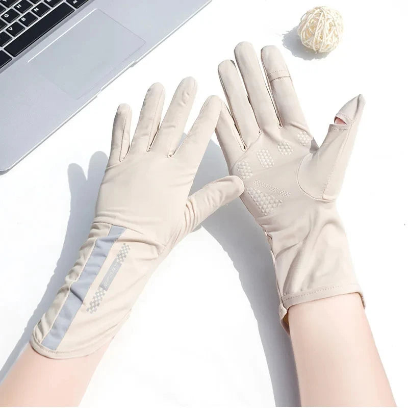 Ice Silk Sunscreen Gloves – UV Protection for Driving and Outdoor Cycling