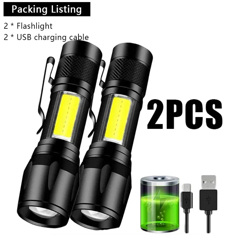 Rechargeable LED Flashlight – High-Lumen USB Torch for Camping and Hiking