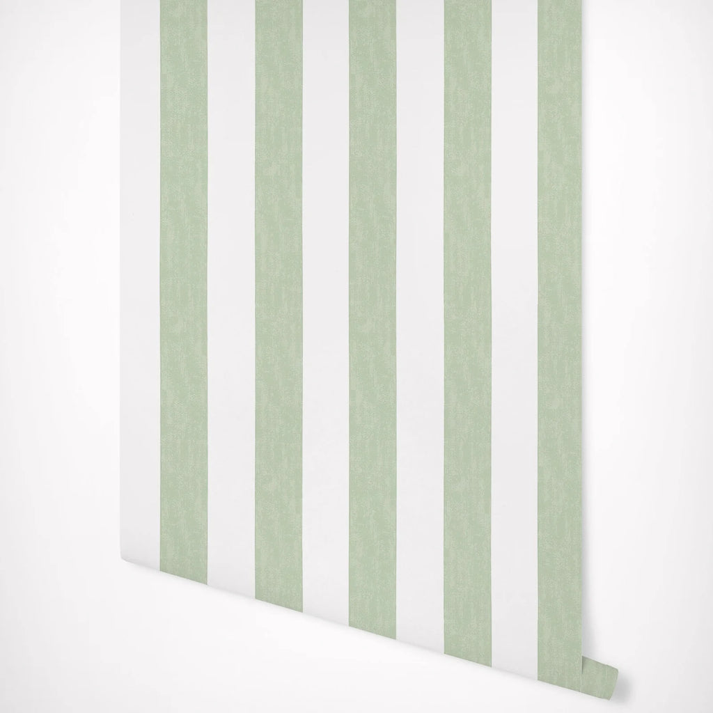 Geometric Stripe Peel and Stick Wallpaper – Modern Green Mural for Home Decor