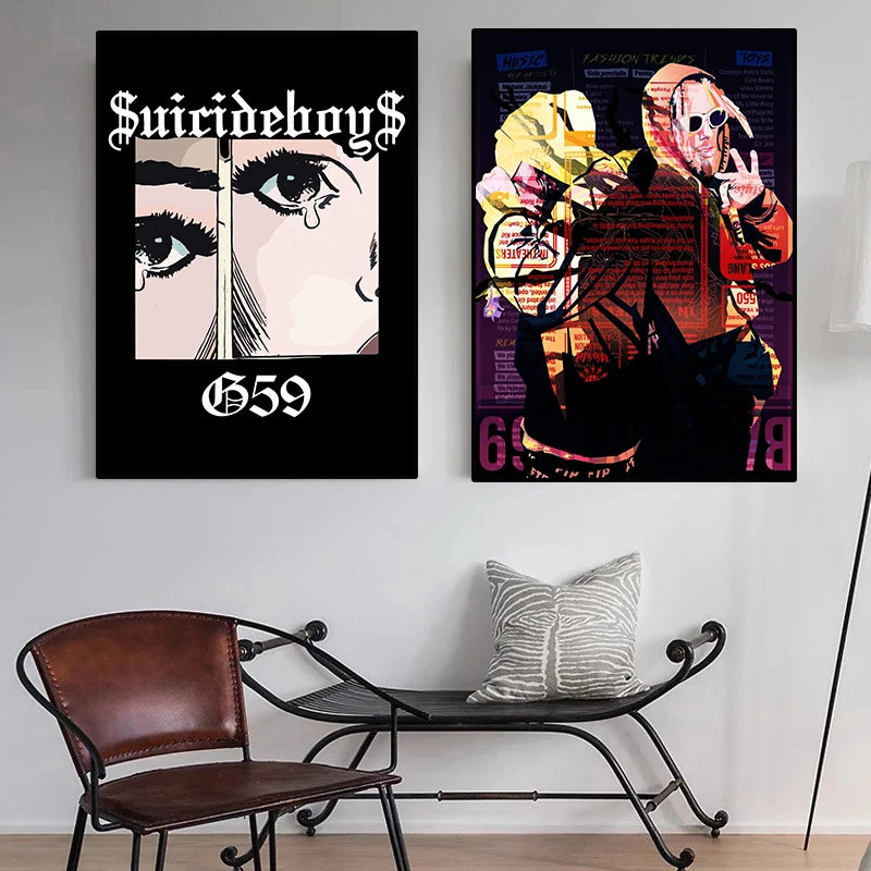Suicideboys Band Canvas Poster – Vintage Hip Hop Music Wall Art for Home Decor