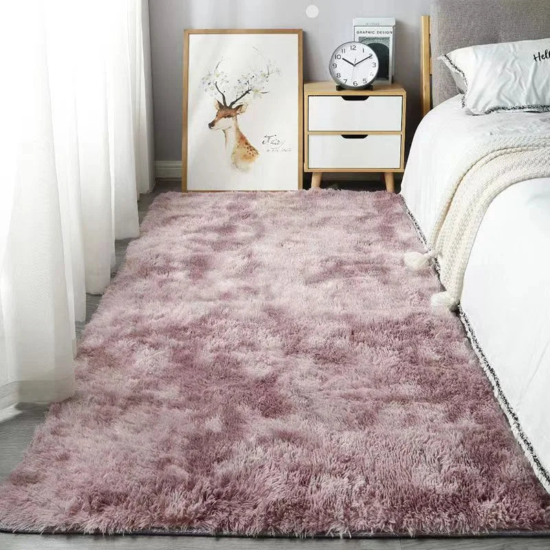 Silk Wool Shaggy Area Rug – Non-Slip Soft Plush Mat for Bedroom Decor