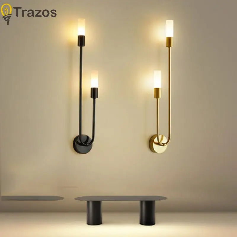 Modern LED Wall Lamp – Minimalist Black and Gold Lighting for Home Decor