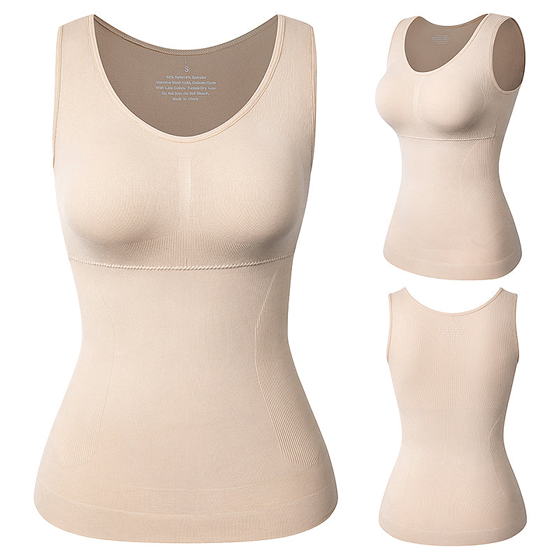 Plus Size Shaper Cami – Built-in Bra Compression Tank for Tummy Control