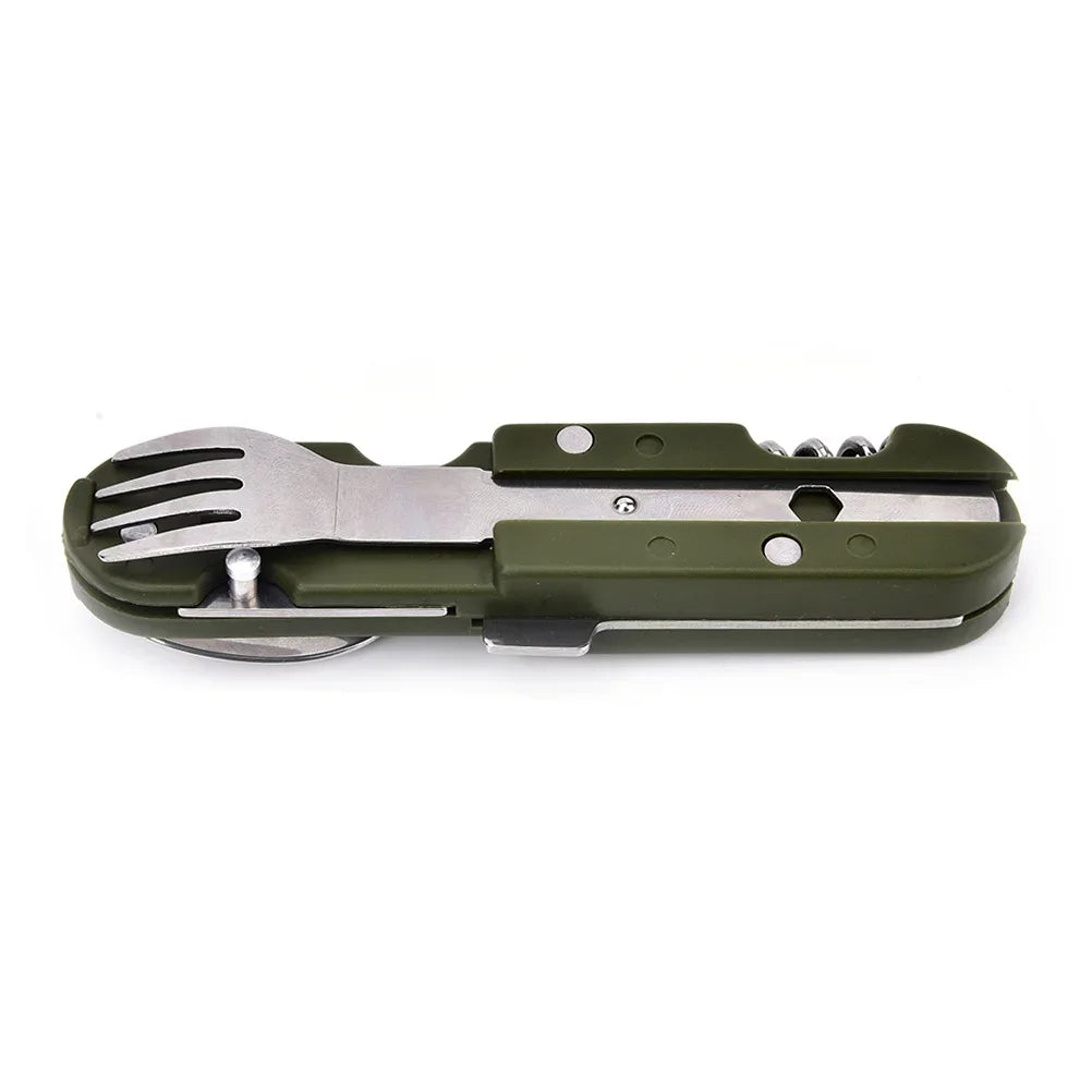 Stainless Steel Folding Camping Cutlery – Portable Utensils for Outdoor Hiking