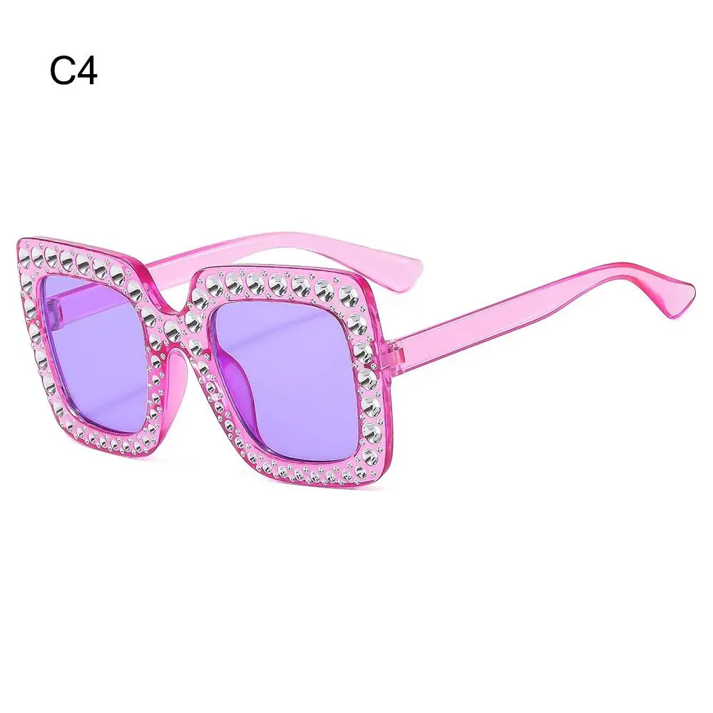 Rhinestone Square Sunglasses – UV400 Kids Eyewear for Outdoor Sun Protection