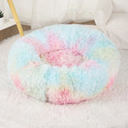 Plush Donut Dog Bed – Large Round Fluffy Kennel for Winter Pet Comfort