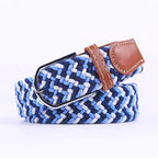 Woven Elastic Canvas Belt – Stretch Braided Buckle Strap for Casual Jeans
