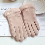 Women Suede Touchscreen Gloves – Thick Plush Lined for Winter Outdoor Wear