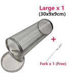 Stainless Steel Rolling Grill Basket – Cylindrical Mesh Rack for BBQ Camping