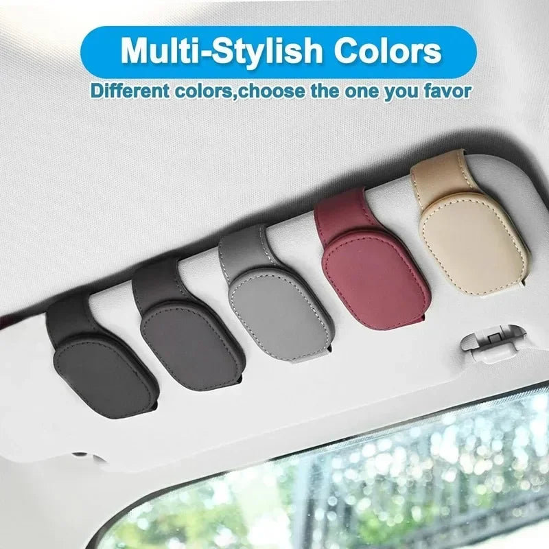 Magnetic Leather Sunglasses Clip – Universal Sun Visor Holder for Car