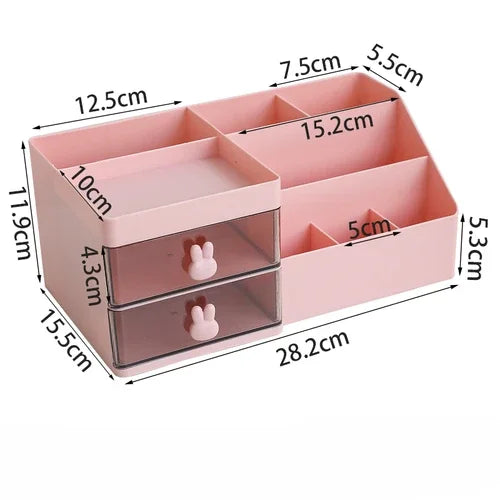 Transparent Desktop Organizer – Multi-Drawer Storage for Office Stationery