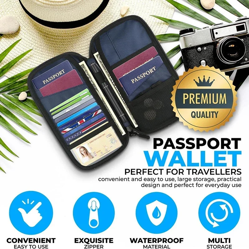 Zipped Oxford Passport Wallet – Travel Document Organizer for Men and Women