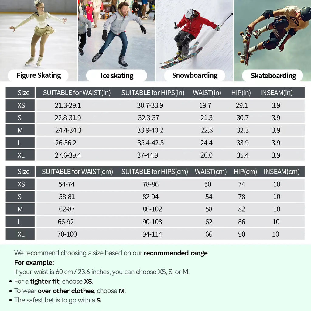 Padded Protective Shorts – 3D Hip and Tailbone Shield for Kids Skiing Skating