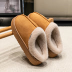 Fluffy Fur-Lined Slippers – Anti-Slip Thick Sole Winter Shoes for Indoor Home Use