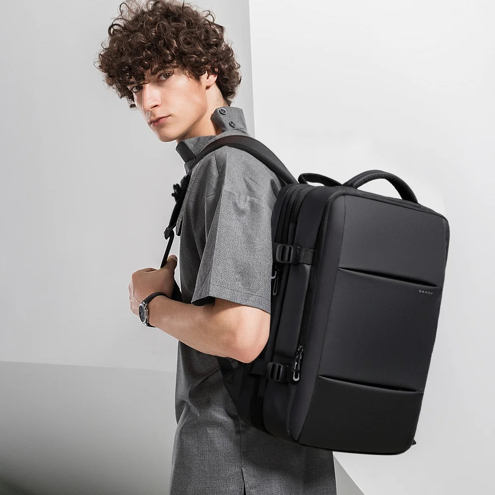 Expandable 17.3-inch Laptop Backpack – Waterproof Travel Bag for Men