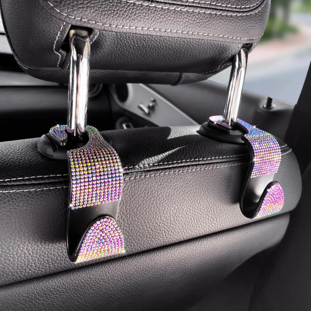 Artificial Diamond Car Hooks – Bling Hidden Seat Hanger for Car Organization