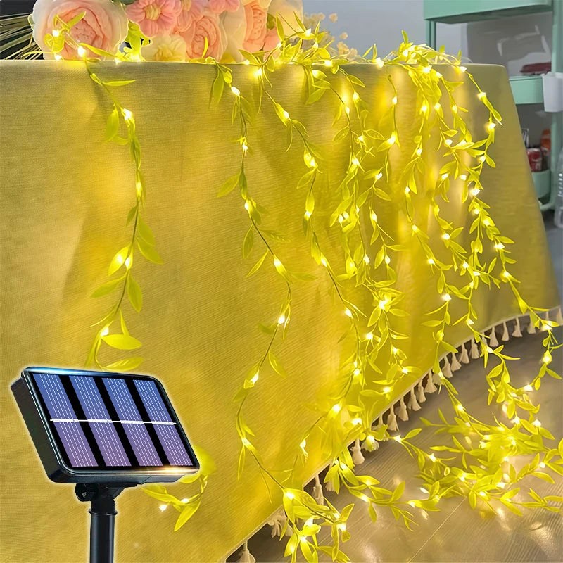 Solar LED Fairy Lights – Artificial Ivy Leaves for Garden Decoration