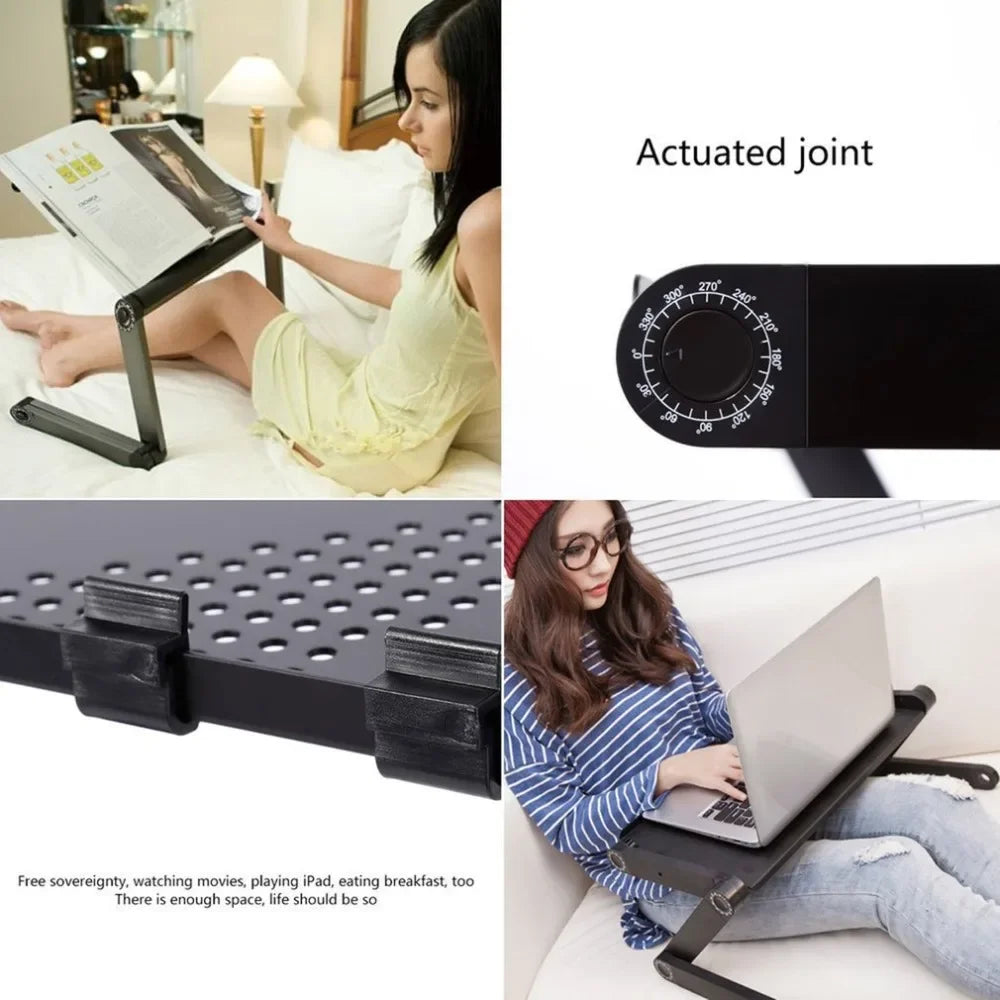 Aluminum Laptop Cooling Stand – Foldable Notebook Tray for Bed Office Desk