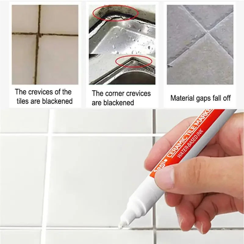 Waterproof Grout Repair Marker – White Tile Seam Paint for Bathroom Restoration