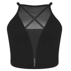 Ribbed Mesh Camisole Crop Top – Sexy Backless Bralette for Casual Fashion