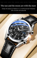 Leather Quartz Watch – Waterproof Noctilucent Timepiece for Business Men