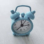 Mini Round Metal Alarm Clock – Portable Quartz Desktop Decor for Home Office