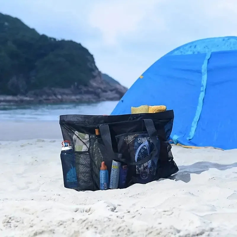 Extra Large Waterproof Beach Bag – Foldable Mesh Tote for Travel and Swimming