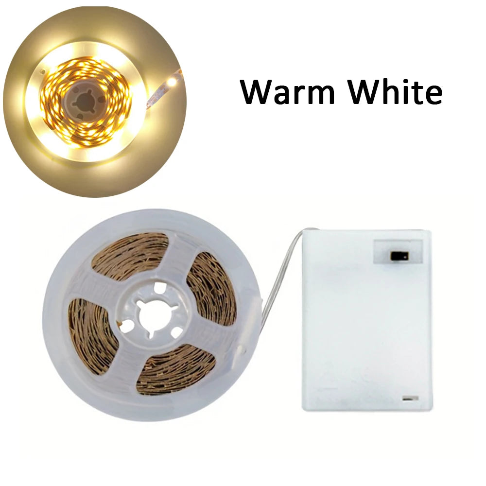 Battery Powered LED Strip Lights – Warm White TV Backlight for Bedroom Decor