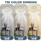 Rotating LED Ceiling Fan – 20 Inch Flush Mount Light for Modern Bedroom