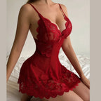 Lace Lingerie Set – Sheer Suspender Nightdress for Sexy Sleepwear