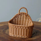 Wall Mounted Rattan Basket – Decorative Plastic Storage for Kitchen Home