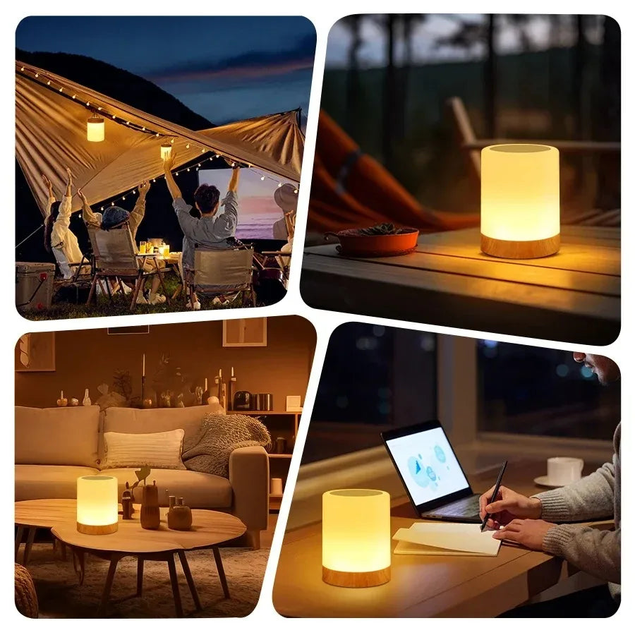 Smart RGB Touch Bedside Lamp – USB Rechargeable Night Light for Bedroom Decor