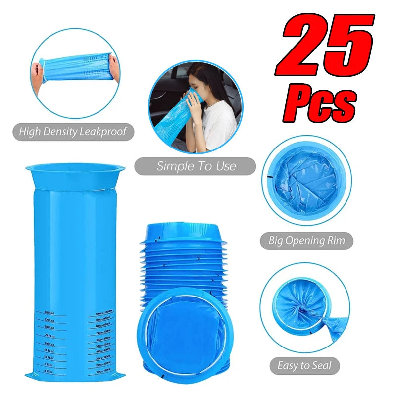 Disposable Vomit Bags – 1000ML Leak-Proof Plastic for Travel and Motion Sickness