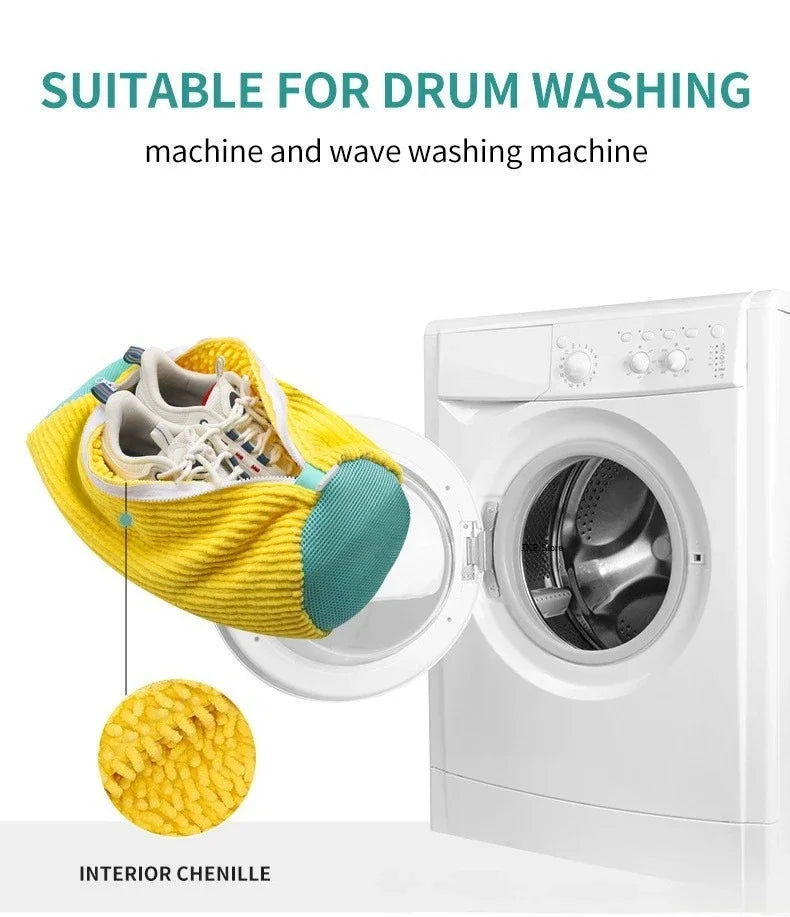 Chenille Shoe Laundry Bag – Non-Abrasive Mesh Protector for Sneaker Washing