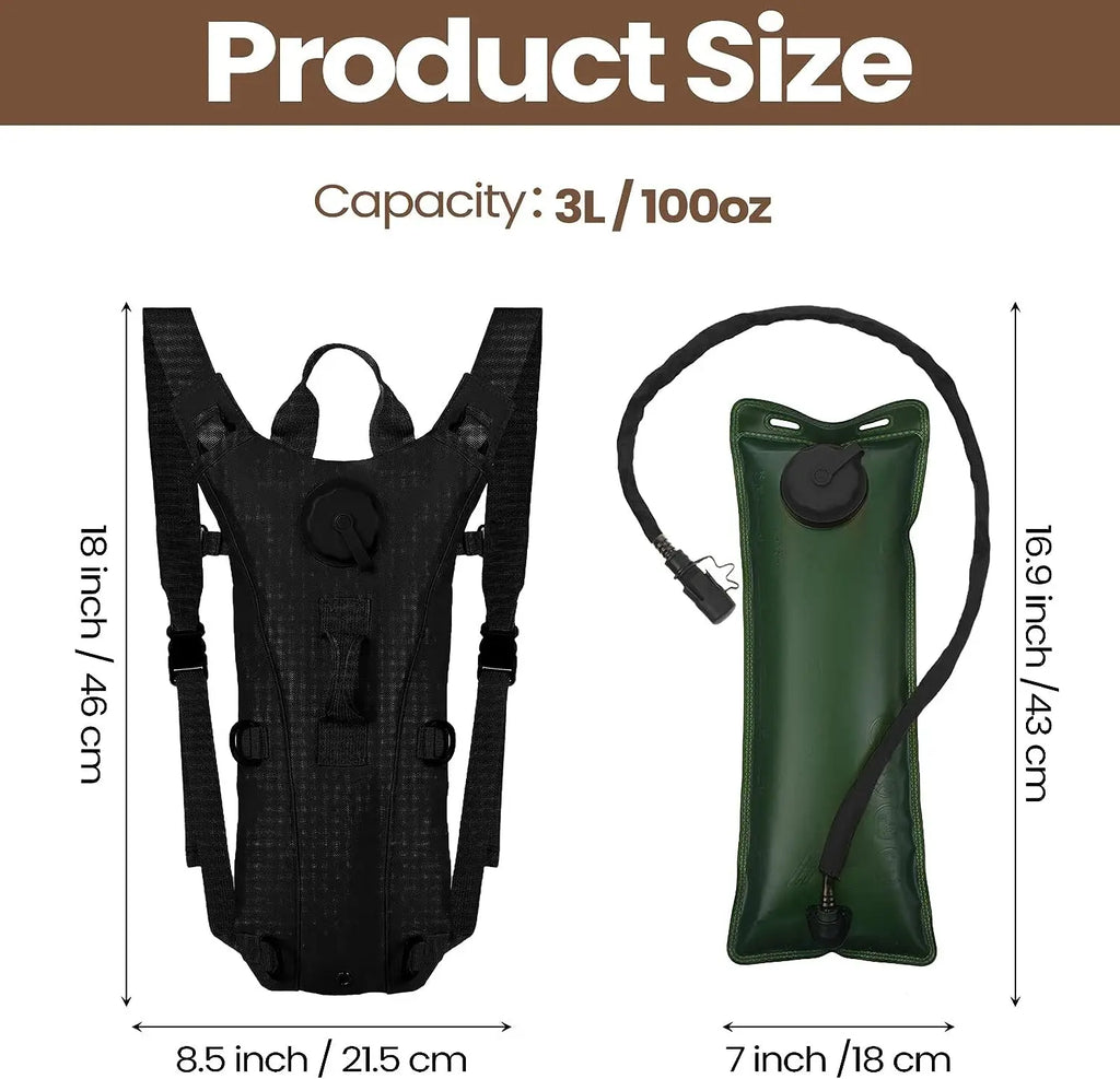 Waterproof Nylon Hydration Backpack – 3L Water Bladder for Hiking and Cycling
