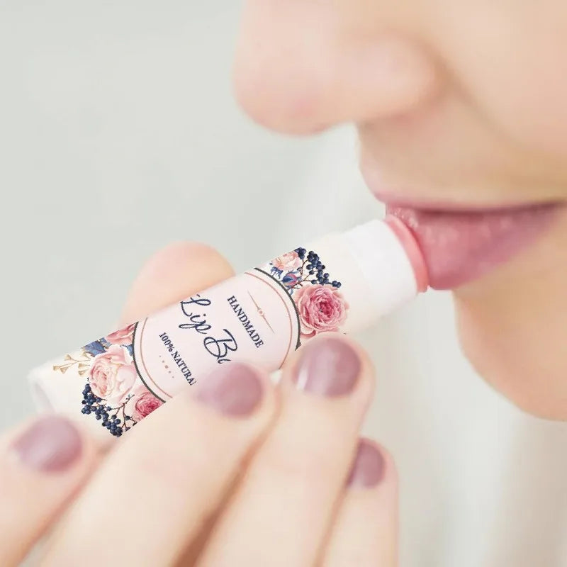 Floral Lip Balm Labels – Self-Adhesive Stickers for Homemade Cosmetics