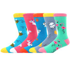 Cotton Novelty Crew Socks – Colorful Animal Print for Casual Halloween Wear