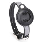 Adjustable Leather Airtag Collar – Reflective GPS Tracker for Pets
