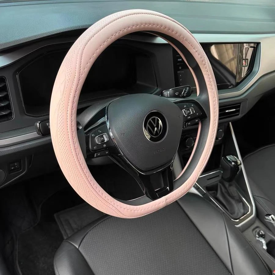 Napa Leather Steering Wheel Cover – Perforated 15 Inch Grip for Car Interior