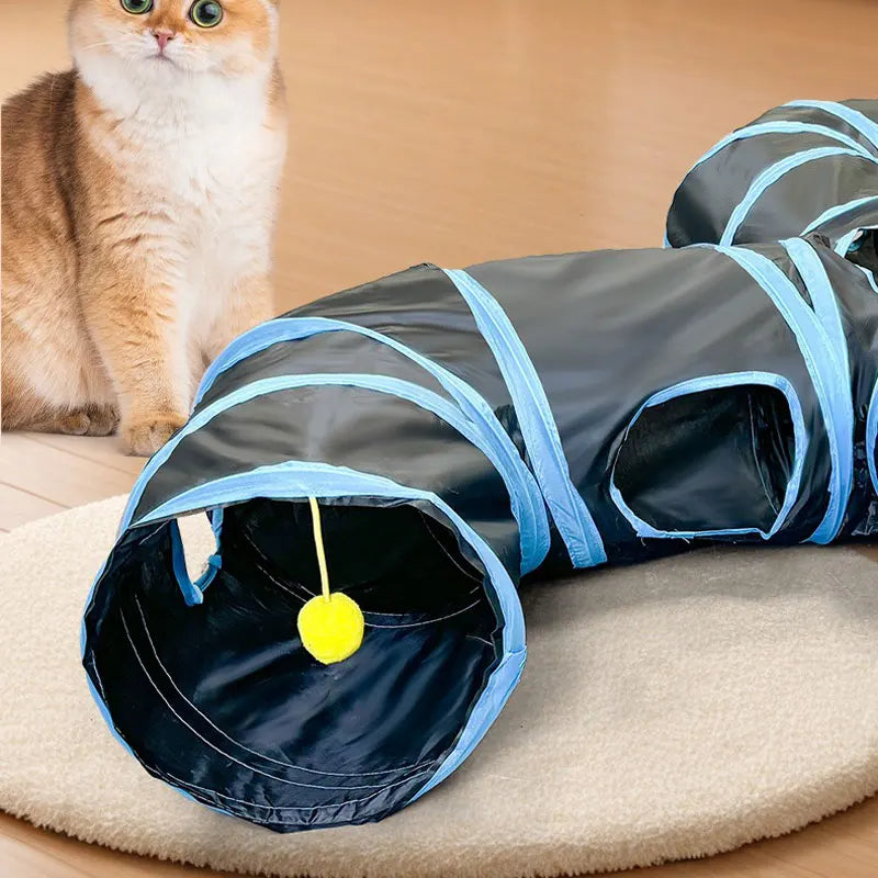 Foldable Pet Play Tunnel – Interactive Drill Barrel for Cat Training