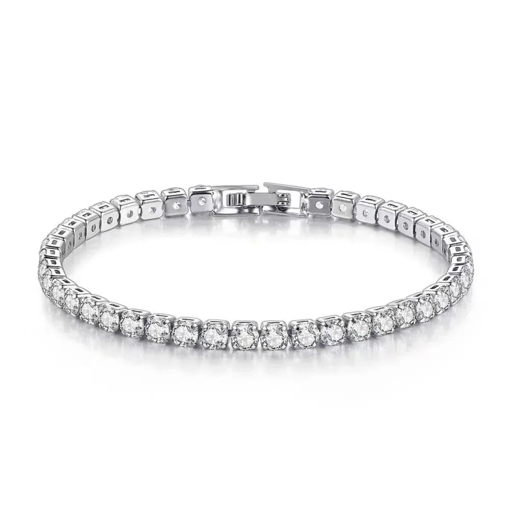 S925 Sterling Silver Tennis Bracelet – 4mm Zirconia for Wedding Jewelry