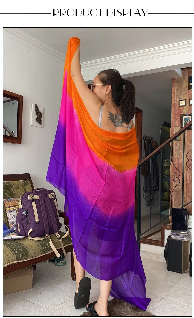 100% Silk Belly Dance Veil – Lightweight Hand Scarf for Performance Props