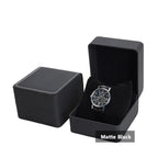 Black PU Leather Watch Box – Single Display Case with Pillow for Men