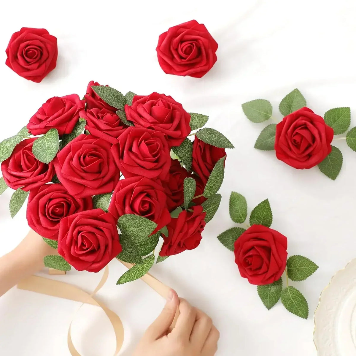 Artificial Foam Rose Heads – Realistic Silk Flowers for DIY Wedding Decor